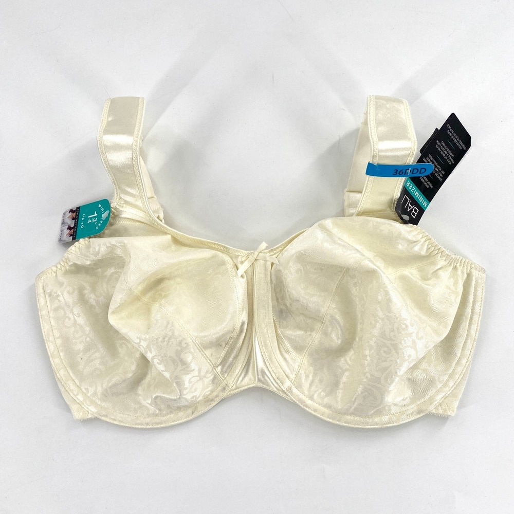 Bali Minimizer Bra Style F3562 36DD Ivory Cream Comfort Cushion Straps‎ New
